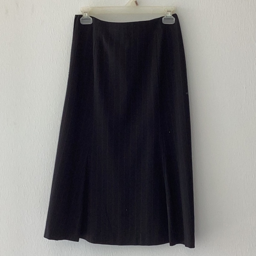 Loft Pinstriped Black Maxi A-Line Skirt